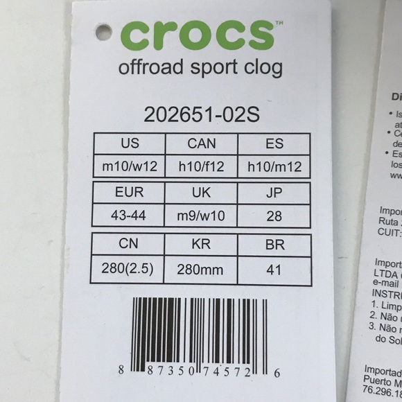 CROCS Clogs Off-road Sport Clog Black Men’s Size 10 Women’s Size 12 NWOT - Picture 14 of 16